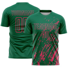 Load image into Gallery viewer, Custom Kelly Green Neon Pink Splash Sublimation Soccer Uniform Jersey
