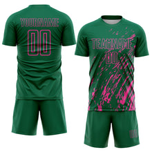 Load image into Gallery viewer, Custom Kelly Green Pink Splash Sublimation Soccer Uniform Jersey
