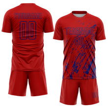Load image into Gallery viewer, Custom Red Royal Splash Sublimation Soccer Uniform Jersey
