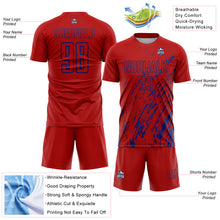 Load image into Gallery viewer, Custom Red Royal Splash Sublimation Soccer Uniform Jersey
