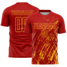 Load image into Gallery viewer, Custom Red Gold Splash Sublimation Soccer Uniform Jersey
