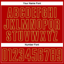 Load image into Gallery viewer, Custom Red Old Gold Splash Sublimation Soccer Uniform Jersey
