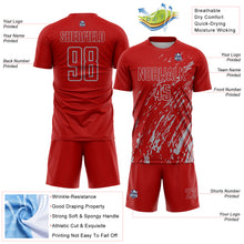 Load image into Gallery viewer, Custom Red Gray Splash Sublimation Soccer Uniform Jersey
