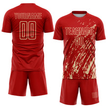 Load image into Gallery viewer, Custom Red Cream Splash Sublimation Soccer Uniform Jersey
