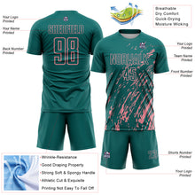Load image into Gallery viewer, Custom Teal Medium Pink Splash Sublimation Soccer Uniform Jersey
