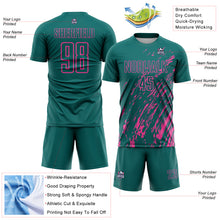 Load image into Gallery viewer, Custom Teal Pink Splash Sublimation Soccer Uniform Jersey
