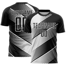 Laden Sie das Bild in den Galerie-Viewer, Custom Black White Line Sublimation Soccer Uniform Jersey
