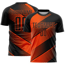 Laden Sie das Bild in den Galerie-Viewer, Custom Black Orange Line Sublimation Soccer Uniform Jersey
