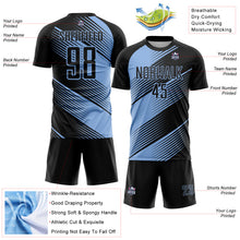 Charger l&#39;image dans la galerie, Custom Black Light Blue Line Sublimation Soccer Uniform Jersey
