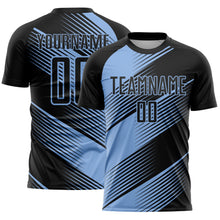 Charger l&#39;image dans la galerie, Custom Black Light Blue Line Sublimation Soccer Uniform Jersey
