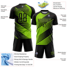 Charger l&#39;image dans la galerie, Custom Black Neon Green Line Sublimation Soccer Uniform Jersey
