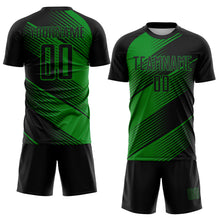 Load image into Gallery viewer, Custom Black Grass Green Line Sublimation Soccer Uniform Jersey
