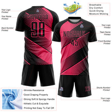 Charger l&#39;image dans la galerie, Custom Black Neon Pink Line Sublimation Soccer Uniform Jersey
