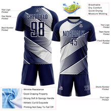 Загрузить изображение в средство просмотра галереи, Custom Navy White Line Sublimation Soccer Uniform Jersey
