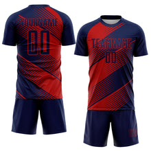 Загрузить изображение в средство просмотра галереи, Custom Navy Red Line Sublimation Soccer Uniform Jersey
