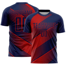 Загрузить изображение в средство просмотра галереи, Custom Navy Red Line Sublimation Soccer Uniform Jersey
