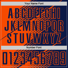 Load image into Gallery viewer, Custom Navy Orange Line Sublimation Soccer Uniform Jersey
