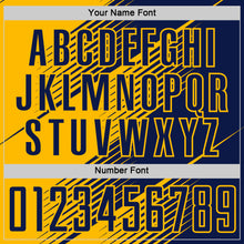 Load image into Gallery viewer, Custom Navy Gold Line Sublimation Soccer Uniform Jersey
