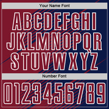 Load image into Gallery viewer, Custom Navy Crimson-White Line Sublimation Soccer Uniform Jersey
