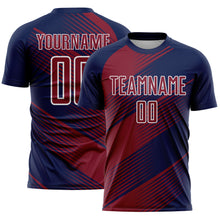 Load image into Gallery viewer, Custom Navy Crimson-White Line Sublimation Soccer Uniform Jersey
