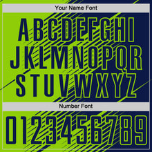 Load image into Gallery viewer, Custom Navy Neon Green Line Sublimation Soccer Uniform Jersey
