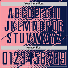 Load image into Gallery viewer, Custom Navy Medium Pink Line Sublimation Soccer Uniform Jersey
