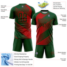 Load image into Gallery viewer, Custom Green Red Line Sublimation Soccer Uniform Jersey
