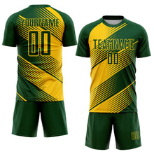 Charger l&#39;image dans la galerie, Custom Green Yellow Line Sublimation Soccer Uniform Jersey
