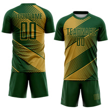 Загрузить изображение в средство просмотра галереи, Custom Green Old Gold Line Sublimation Soccer Uniform Jersey
