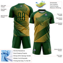 Загрузить изображение в средство просмотра галереи, Custom Green Old Gold Line Sublimation Soccer Uniform Jersey
