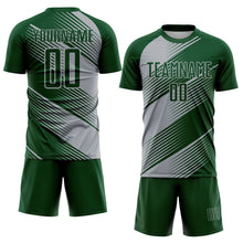 Load image into Gallery viewer, Custom Green Gray Line Sublimation Soccer Uniform Jersey
