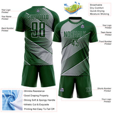 Load image into Gallery viewer, Custom Green Gray Line Sublimation Soccer Uniform Jersey
