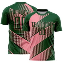 Charger l&#39;image dans la galerie, Custom Green Medium Pink Line Sublimation Soccer Uniform Jersey
