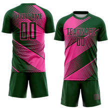 Load image into Gallery viewer, Custom Green Pink Line Sublimation Soccer Uniform Jersey
