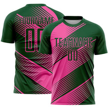 Load image into Gallery viewer, Custom Green Pink Line Sublimation Soccer Uniform Jersey
