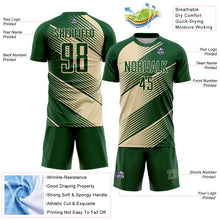 Загрузить изображение в средство просмотра галереи, Custom Green Cream Line Sublimation Soccer Uniform Jersey
