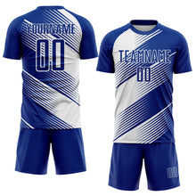 Загрузить изображение в средство просмотра галереи, Custom Royal White Line Sublimation Soccer Uniform Jersey
