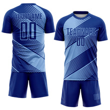 Load image into Gallery viewer, Custom Royal Light Blue Line Sublimation Soccer Uniform Jersey
