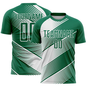 Custom Kelly Green White Line Sublimation Soccer Uniform Jersey