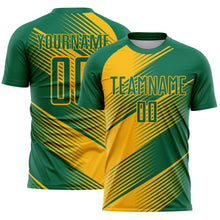 Charger l&#39;image dans la galerie, Custom Kelly Green Gold Line Sublimation Soccer Uniform Jersey
