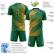Load image into Gallery viewer, Custom Kelly Green Old Gold Line Sublimation Soccer Uniform Jersey
