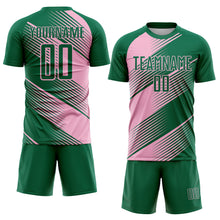 Load image into Gallery viewer, Custom Kelly Green Light Pink Line Sublimation Soccer Uniform Jersey
