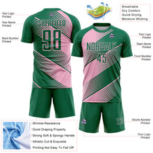 Load image into Gallery viewer, Custom Kelly Green Light Pink Line Sublimation Soccer Uniform Jersey
