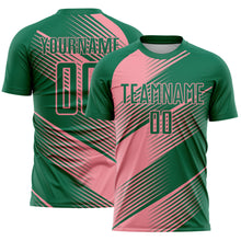 Charger l&#39;image dans la galerie, Custom Kelly Green Medium Pink Line Sublimation Soccer Uniform Jersey
