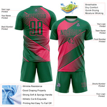 Load image into Gallery viewer, Custom Kelly Green Neon Pink Line Sublimation Soccer Uniform Jersey
