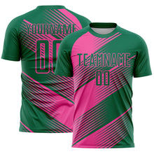 Load image into Gallery viewer, Custom Kelly Green Pink Line Sublimation Soccer Uniform Jersey

