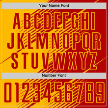 Load image into Gallery viewer, Custom Red Gold Line Sublimation Soccer Uniform Jersey
