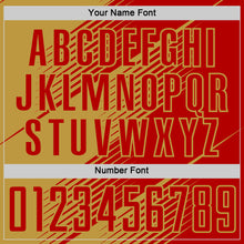 Load image into Gallery viewer, Custom Red Old Gold Line Sublimation Soccer Uniform Jersey
