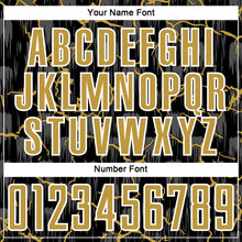 Load image into Gallery viewer, Custom Black Old Gold-White Lightning Sublimation Soccer Uniform Jersey
