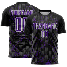 Load image into Gallery viewer, Custom Black Purple-White Lightning Sublimation Soccer Uniform Jersey

